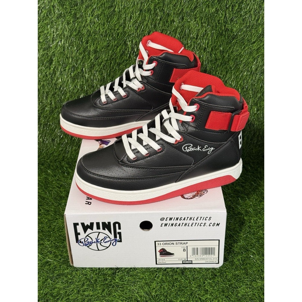 Ewing 33 Orion Strap Men's 7 / Women's 8 Black Red Mid Top Basketball Shoes New